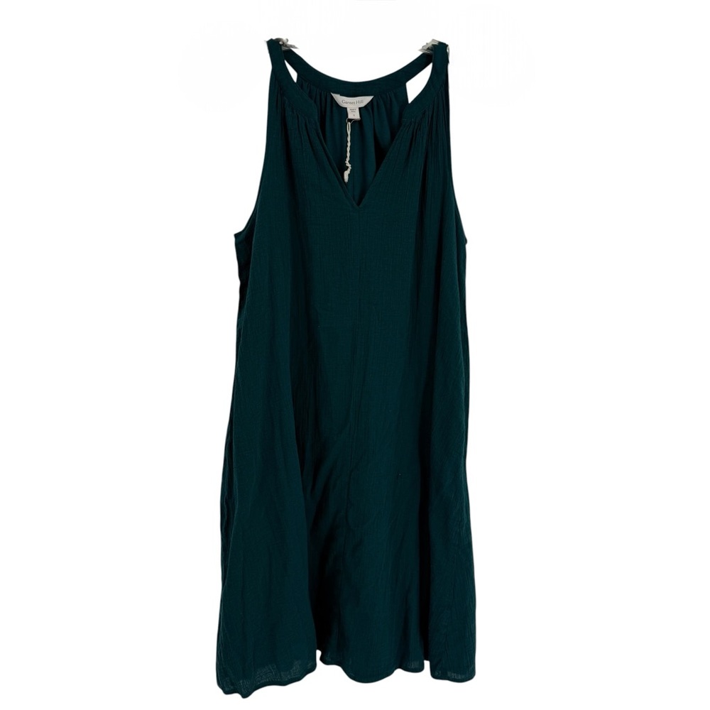 Garnet Hill Dress Womens Size Small Green Gauze Sleeveless Shift Casual Basic - Picture 3 of 10